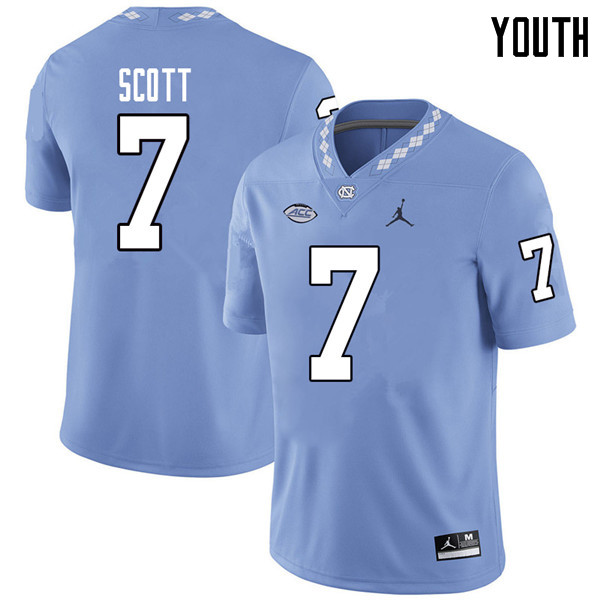 Jordan Brand Youth #7 Tim Scott North Carolina Tar Heels College Football Jerseys Sale-Carolina Blue